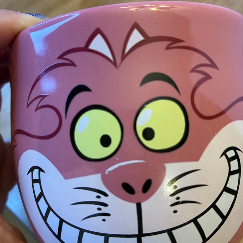 Disney Store Exclusive Cheshire Cat Mug Alice in Wonderland Coffee Cup Pink
